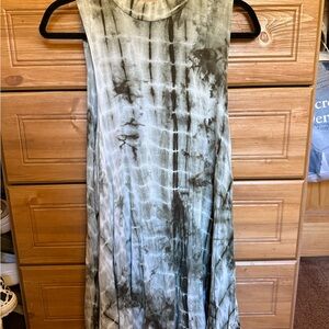 Audrey Tie-Dye Mini Dress - green and white